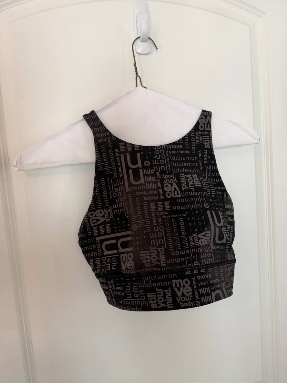 lululemon athletica Black Logo-Print Cropped Sports Tank
